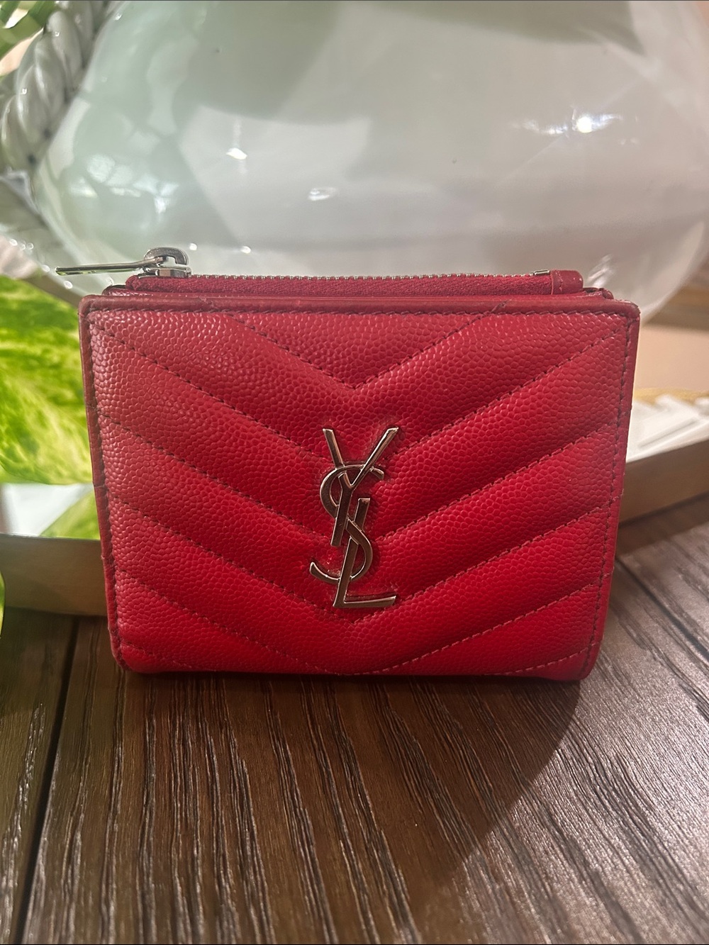 Saint Laurent Cassandre Matelassé Small Ziptop Wallet